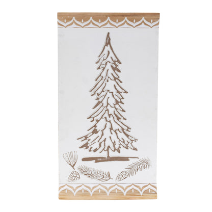 Carved Wood Pine Tree Wall Art 19"H