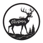 Cut Metal Merry Christmas Deer Plaque 16"D