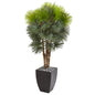 59" Fan Palm Artificial Tree in Black Planter