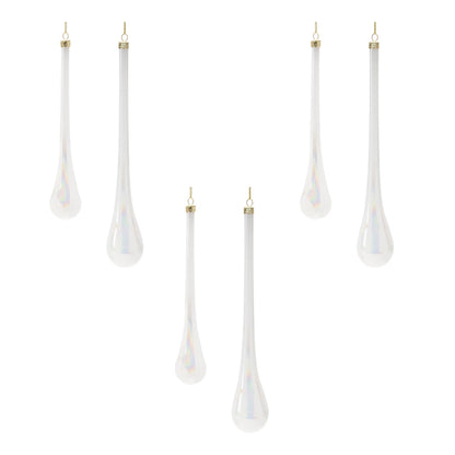 Iridescent Glass Drop Ornament (Set of 6)