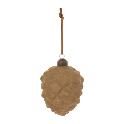Flocked Glass Pinecone Ornament (Set of 12)