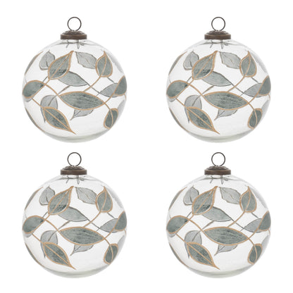Leaf Etched Ball Ornament (Set of 4)