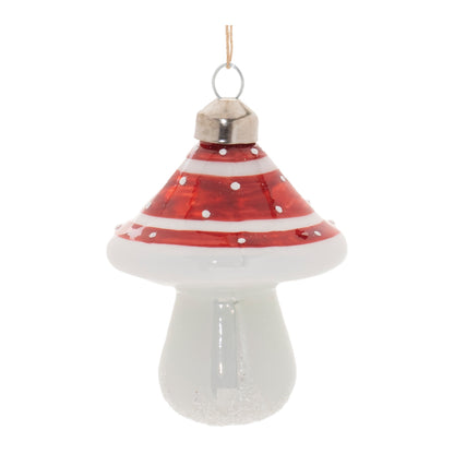 Glittered Glass Mushroom Ornament (Set of 6)