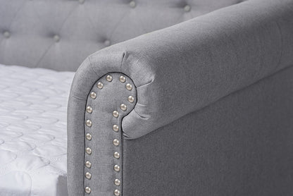 Baxton Studio Mabelle Modern and Contemporary Gray Fabric Upholstered Full Size Daybed with Trundle