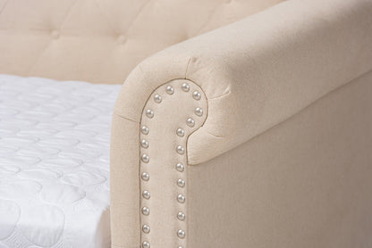 Baxton Studio Mabelle Modern and Contemporary Beige Fabric Upholstered Full Size Daybed with Trundle