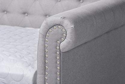 Baxton Studio Mabelle Modern and Contemporary Gray Fabric Upholstered Queen Size Daybed