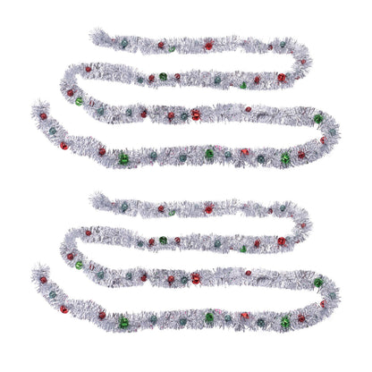 Tinsel Sleigh Bell Ornament Garland (Set of 2)