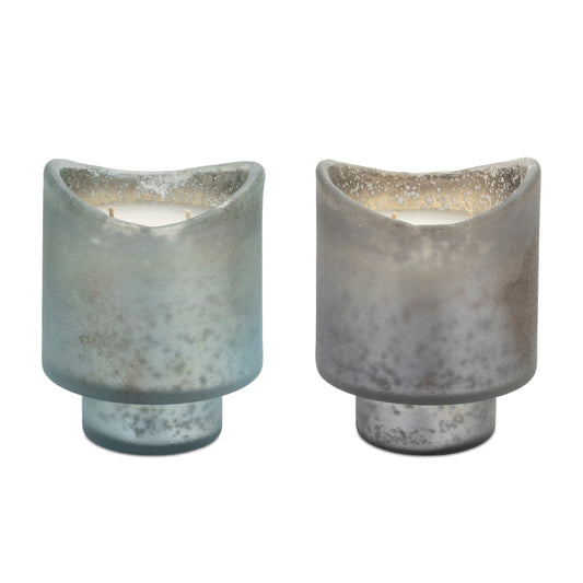 Red Currant Scented Soy Candle with Frosted Glass Holder (Set of 2)