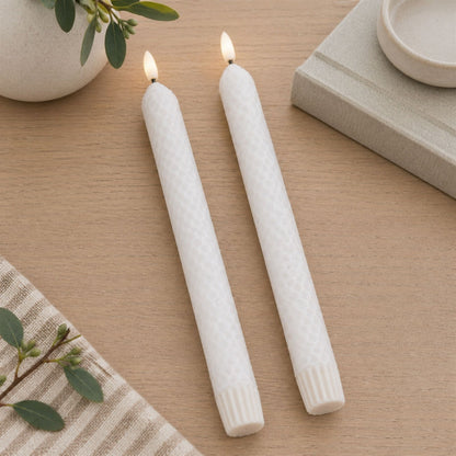 FIA Wick White Textured Taper Candle (Set of 2)