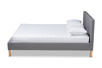 Baxton Studio Aneta Modern and Contemporary Grey Fabric Upholstered King Size Platform Bed