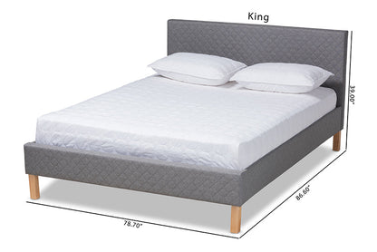 Baxton Studio Aneta Modern and Contemporary Grey Fabric Upholstered King Size Platform Bed