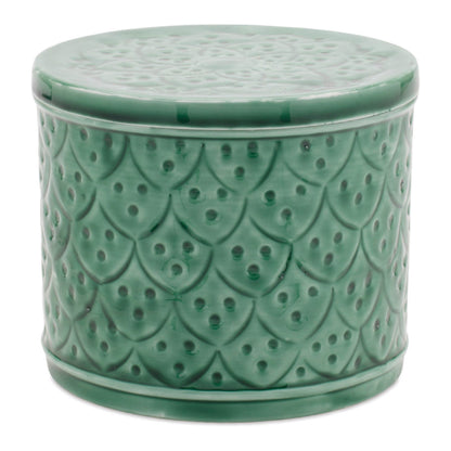 Sage Green Metal Container with Lid (Set of 2)