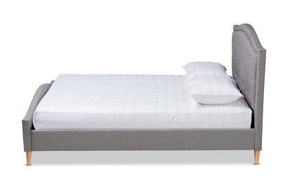 Baxton Studio Felisa Modern and Contemporary Grey Fabric Upholstered and Button Tufted King Size Platform Bed