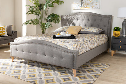 Baxton Studio Felisa Modern and Contemporary Grey Fabric Upholstered and Button Tufted King Size Platform Bed