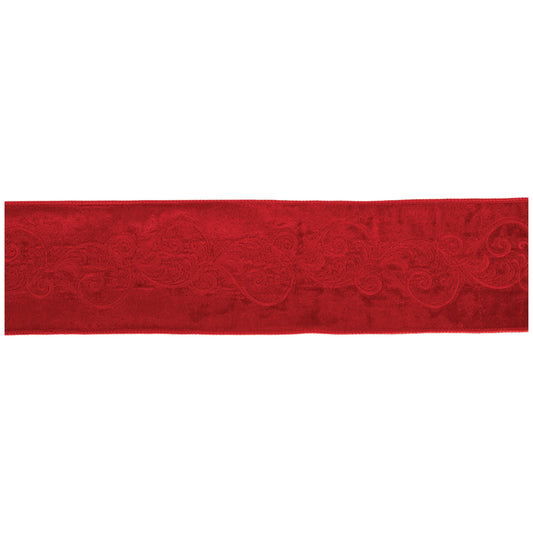Ornate Embroidered Wired Ribbon 4" x 5 Yds.