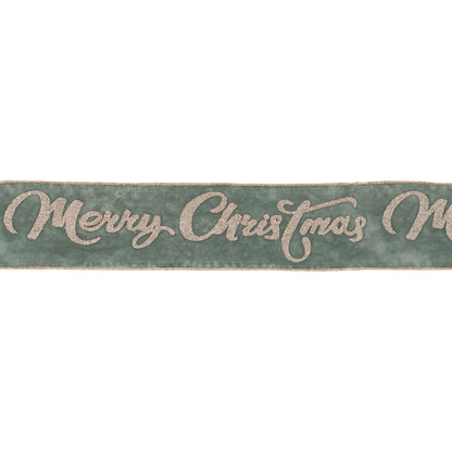 Glittered Merry Christmas Wired Ribbon 4" x 5 Yds.