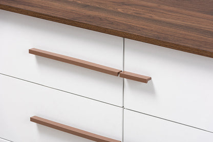 Baxton Studio Mette Mid-Century Modern Two-Tone White and Walnut Finished 6-Drawer Wood Dresser