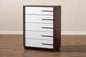 Baxton Studio Mette Mid-Century Modern Two-Tone White and Walnut Finished 5-Drawer Wood Chest