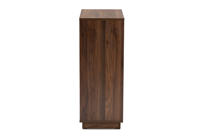 Baxton Studio Mette Mid-Century Modern Two-Tone White and Walnut Finished 5-Shelf Wood Entryway Shoe Cabinet