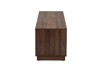 Baxton Studio Mette Mid-Century Modern Two-Tone White and Walnut Finished 4-Drawer Wood TV Stand
