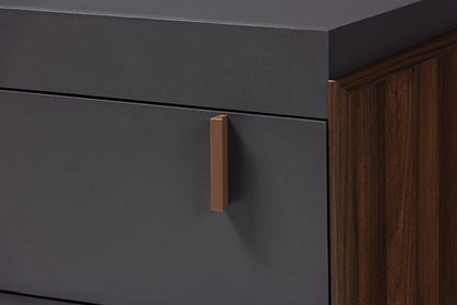 Baxton Studio Rikke Modern and Contemporary Two-Tone Gray and Walnut Finished Wood 6-Drawer Dresser