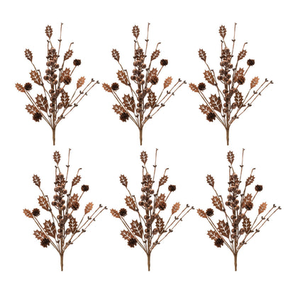 Mixed Holly Berry Pinecone Spray (Set of 6)