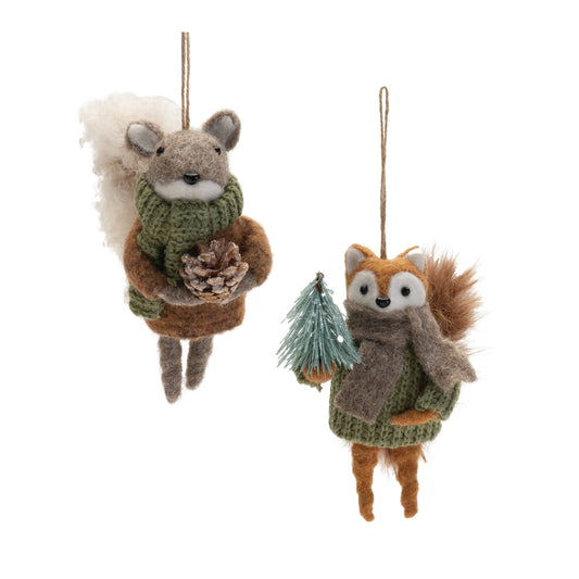 Felt Squirrel and Fox Ornament (Set of 12)