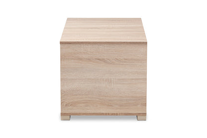 Baxton Studio Jasper Modern and Contemporary Oak Finished 2-Door Wood Cat Litter Box Cover House