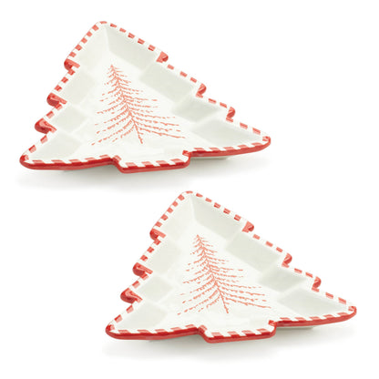 Ceramic Pine Tree Platter (Set of 2)