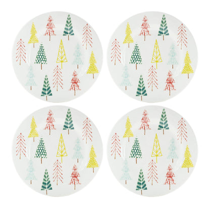 Ceramic Pine Tree Print Plate (Set of 4)