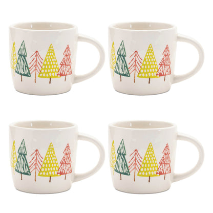 Ceramic Pine Tree Print Mug (Set of 4)