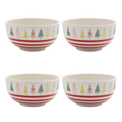 Ceramic Pine Tree Print Bowl (Set of 4)