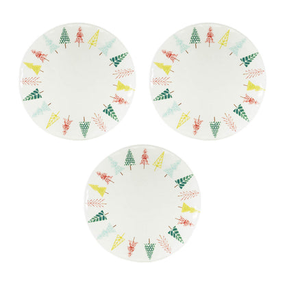 Ceramic Pine Tree Print Platter (Set of 3)