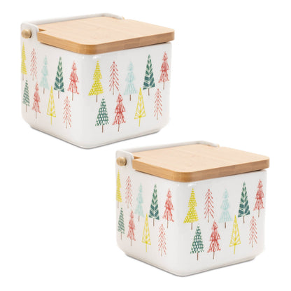 Ceramic Pine Tree Print Box (Set of 2)