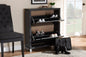 Baxton Studio Simms Modern and Contemporary Dark Grey Finished Wood Shoe Storage Cabinet with 4 Fold-Out Racks