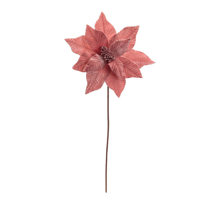 Glittered Poinsettia Flower Stem (Set of 6)