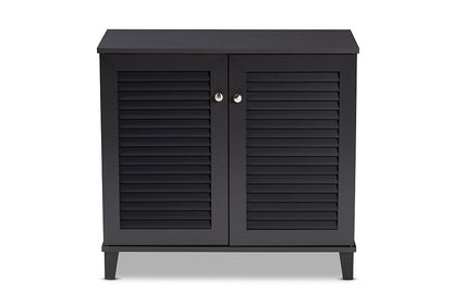 Baxton Studio Coolidge Modern and Contemporary Dark Grey Finished 4-Shelf Wood Shoe Storage Cabinet