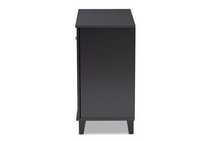 Baxton Studio Coolidge Modern and Contemporary Dark Grey Finished 4-Shelf Wood Shoe Storage Cabinet