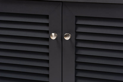 Baxton Studio Coolidge Modern and Contemporary Dark Grey Finished 4-Shelf Wood Shoe Storage Cabinet