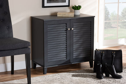 Baxton Studio Coolidge Modern and Contemporary Dark Grey Finished 4-Shelf Wood Shoe Storage Cabinet