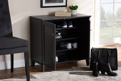 Baxton Studio Coolidge Modern and Contemporary Dark Grey Finished 4-Shelf Wood Shoe Storage Cabinet