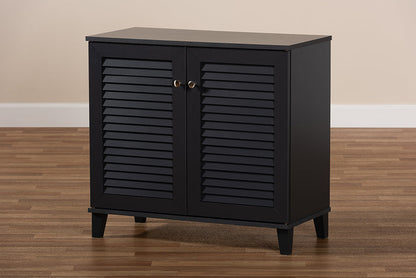 Baxton Studio Coolidge Modern and Contemporary Dark Grey Finished 4-Shelf Wood Shoe Storage Cabinet