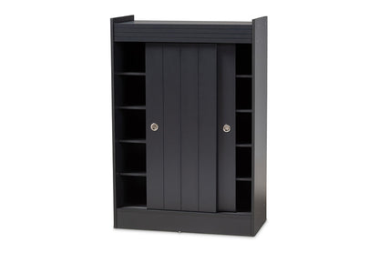 Baxton Studio Leone Modern and Contemporary Charcoal Finished 2-Door Wood Entryway Shoe Storage Cabinet
