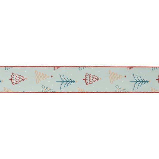 Christmas Tree Print Wired Ribbon (Set of 2)