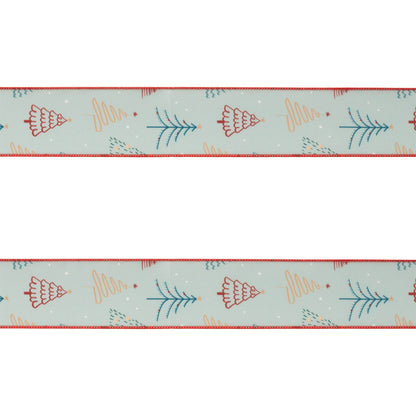 Christmas Tree Print Wired Ribbon (Set of 2)