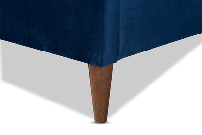 Baxton Studio Frida Glam and Luxe Royal Blue Velvet Fabric Upholstered Queen Size Bed