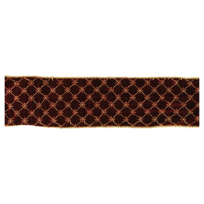 Ornate Diamond Pattern Wired Ribbon (Set of 2)