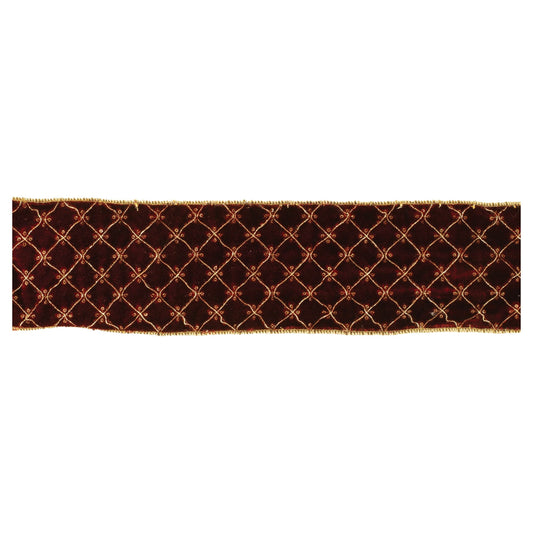Ornate Diamond Pattern Wired Ribbon (Set of 2)