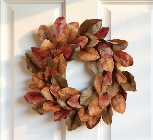 Fall Magnolia Leaf Wreath 24"D