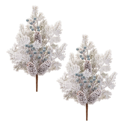 Flocked Pine Berry Spray (Set of 2)